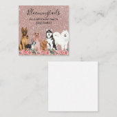 Glitter Floral Waterverf Dogs Grooming Service Vierkante Visitekaartje (Voorkant / Achterkant)