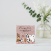 Glitter Floral Waterverf Dogs Grooming Service Vierkante Visitekaartje (Staand voorkant)