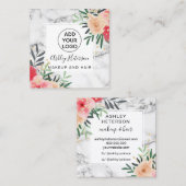 Glitter floral waterverf marble logo hair make-up vierkante visitekaartje (Voorkant / Achterkant)