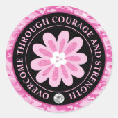Glitter Flower Camouflage Breast Cancer Awareness Ronde Sticker (Voorkant)