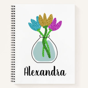 Glitter Flowers Aangepast Notitieboek