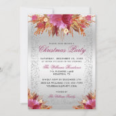 Glitter Flowers, Glitter Ingelijste Kerstfeest Kaart (Voorkant)