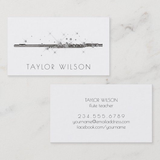 Glitter fluit leraar visitekaartje (Voorkant / Achterkant)