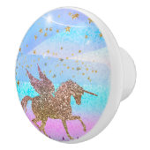 Glitter Flying Eenhoorn Magische Sparkle Fantasie Keramische Knop (Rechts)