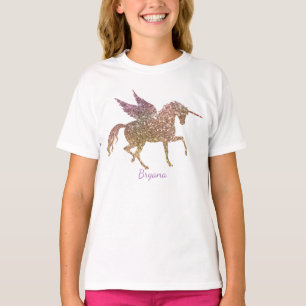 Glitter Flying Magical Unicorn Stars Persoonlijk T-shirt