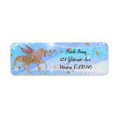 Glitter Flying Unicorn Magical Birthday Party Etiket (Voorkant)