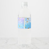 Glitter Flying Unicorn Magical Birthday Party Waterfles Etiket (Achterkant)