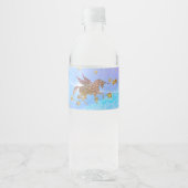 Glitter Flying Unicorn Magical Birthday Party Waterfles Etiket (Voorkant)