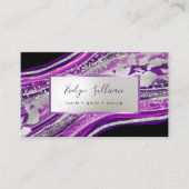 Glitter folie geode op zwart visitekaartje (Voorkant)