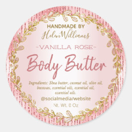 Glitter Folie Lijnen Roos Gouden Body Butter Label