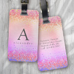 Glitter Folie monogram Bagagelabel<br><div class="desc">Personaliseer dit glitterontwerp met jouw naam en monogram initiaal.</div>