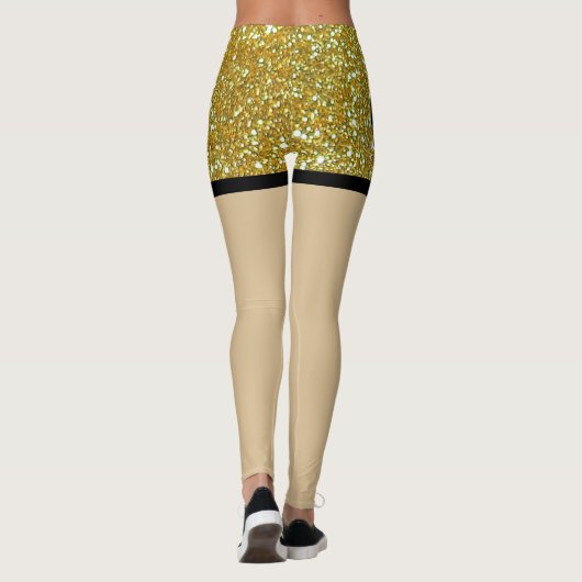Glitter fonkeling gouden unieke ritssluiting chiqu leggings (Achterkant)