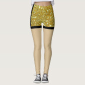 Glitter fonkeling gouden unieke ritssluiting chiqu leggings (Voorkant)