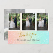 Glitter Foto Collage Elegant Wedding Hartelijk dan Briefkaart (Voorkant / Achterkant)