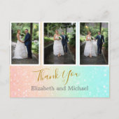 Glitter Foto Collage Elegant Wedding Hartelijk dan Briefkaart (Voorkant)