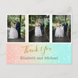 Glitter Foto Collage Elegant Wedding Hartelijk dan Briefkaart