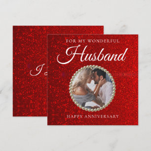 Glitter foto huwelijksverjaardagskaart voor echtge bedankkaart