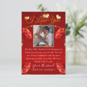 Glitter Foto Ik Hou Van Jou Jubileumkaart Voor Vro Bedankkaart (Staand voorkant)