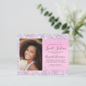 Glitter Foto Sweet 16 Verjaardagsfeest Uitnodiging (Staand voorkant)