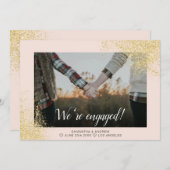 Glitter foto van de moderne verlovingspartij aankondiging (Voorkant / Achterkant)