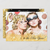Glitter Foto van de nieuwjaarsfeest Kaart (Voorkant / Achterkant)