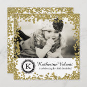 Glitter Foto Verjaardag Uitnodiging (Voorkant / Achterkant)