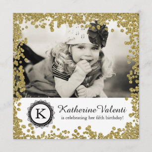 Glitter Foto Verjaardag Uitnodiging