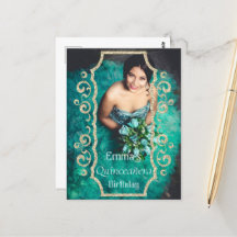 Glitter Foto Zwart Goud Quinceañera Verjaardag