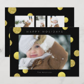 Glitter-fotokaart voor feestdagen - Golden Stippen Feestdagenkaart (Voorkant / Achterkant)
