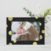 Glitter-fotokaart voor feestdagen - Golden Stippen Feestdagenkaart (Staand voorkant)