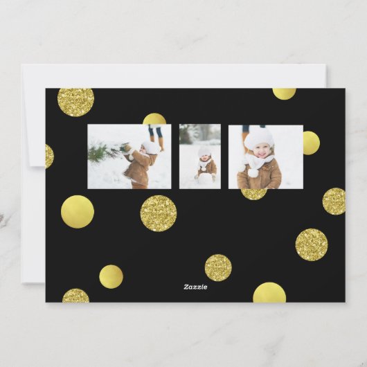 Glitter-fotokaart voor feestdagen - Golden Stippen Feestdagenkaart (Achterkant)