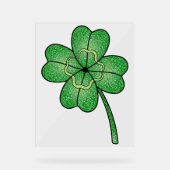 Glitter Four Leaf Clover Acryl Bord (Voorkant)
