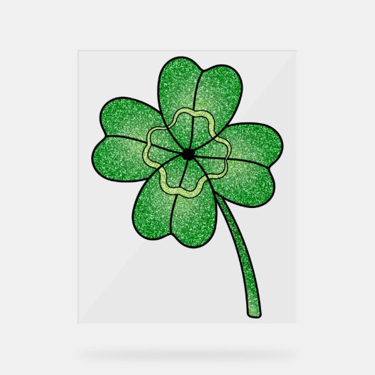 Glitter Four Leaf Clover Acryl Bord (Voorkant)