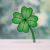 Glitter Four Leaf Clover Acryl Bord (Neutraal)