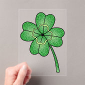 Glitter Four Leaf Clover Acryl Uitnodigingen (Insitu (Draagbaar))