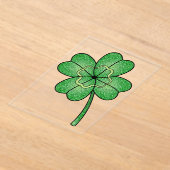 Glitter Four Leaf Clover Acryl Uitnodigingen (Laagn)