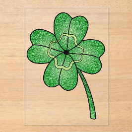 Glitter Four Leaf Clover Acryl Uitnodigingen
