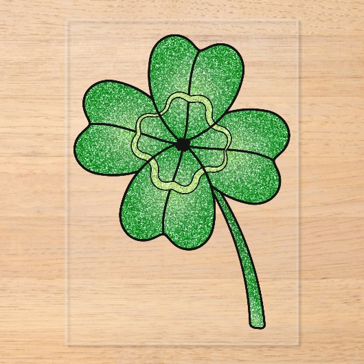 Glitter Four Leaf Clover Acryl Uitnodigingen (Voorkant)