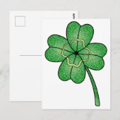 Glitter Four Leaf Clover Briefkaart (Voorkant / Achterkant)