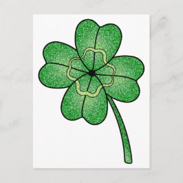 Glitter Four Leaf Clover Briefkaart
