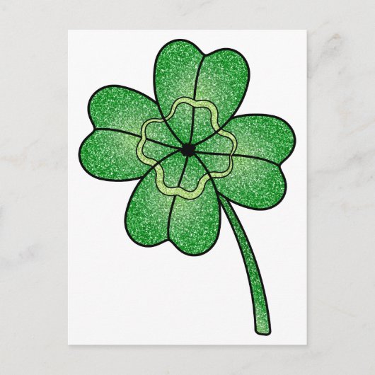 Glitter Four Leaf Clover Briefkaart (Voorkant)