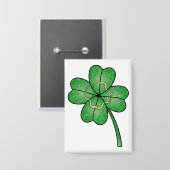 Glitter Four Leaf Clover Button (Voorkant / Achterkant)