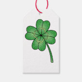 Glitter Four Leaf Clover Cadeaulabel (Voorkant)