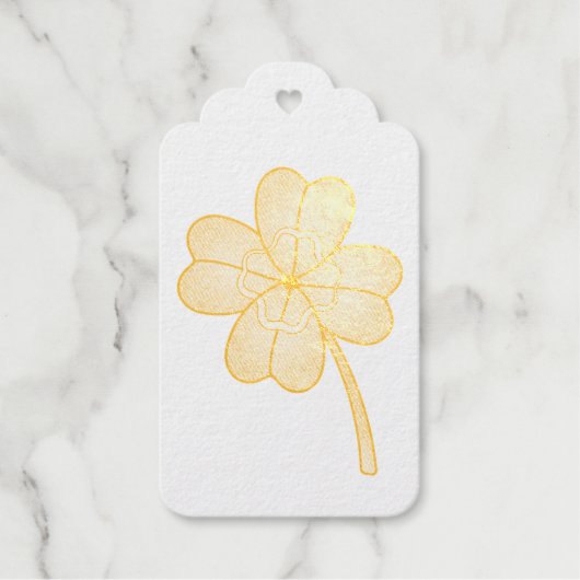 Glitter Four Leaf Clover Cadeaulabels (Voorkant)