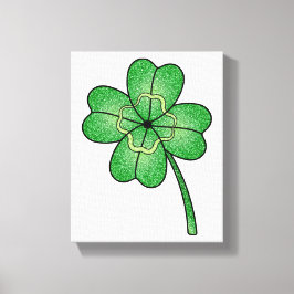 Glitter Four Leaf Clover Canvas Afdruk