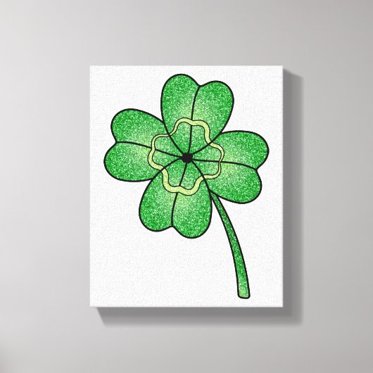 Glitter Four Leaf Clover Canvas Afdruk (Voorkant)