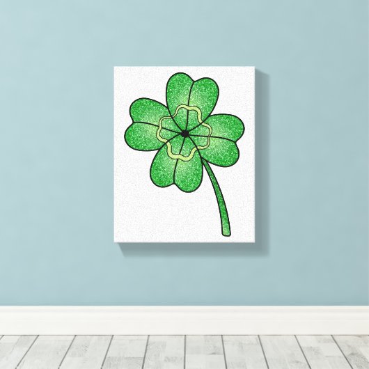 Glitter Four Leaf Clover Canvas Afdruk (Insitu (Houten vloer))