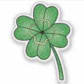 Glitter Four Leaf Clover Custom-Cut Vinyl Stickers (Voorkant)