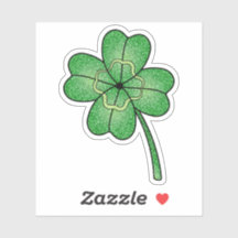Glitter Four Leaf Clover Custom-Cut Vinyl Stickers