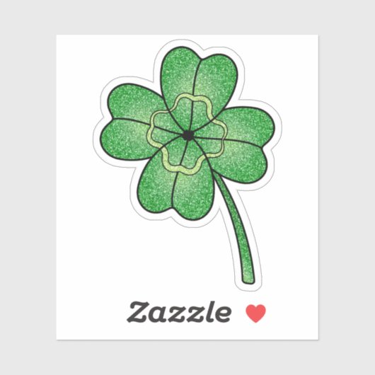 Glitter Four Leaf Clover Custom-Cut Vinyl Stickers (Vel)